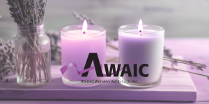 Purple Candles with the AWAIC logo. 
